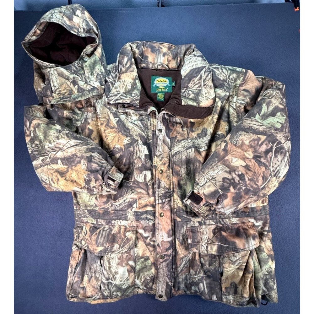 VTG Cabelas Dry Plus Insulated Over sized Camo Hunting Jacket/Hood Mens 3XL EUC